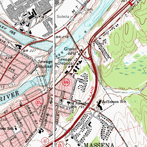 Topographic Map of Massena Volunteer Emergency Unit, NY