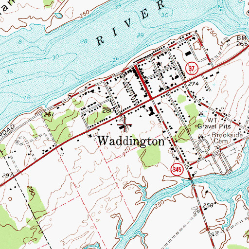 Topographic Map of Waddington Rescue Squad, NY
