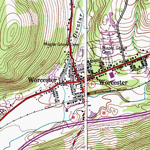 Topographic Map of Worcester Emergency Squad, NY