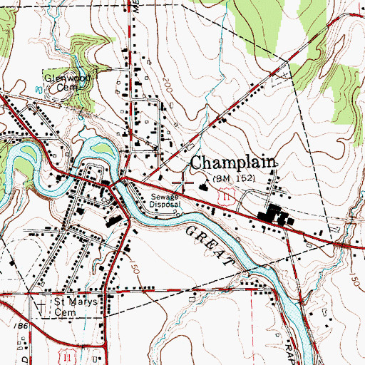 Topographic Map of Champlain Emergency Medical Services, NY