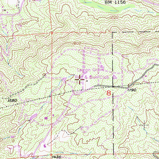 Topographic Map of Lemon Grove Rod and Gun club, CA