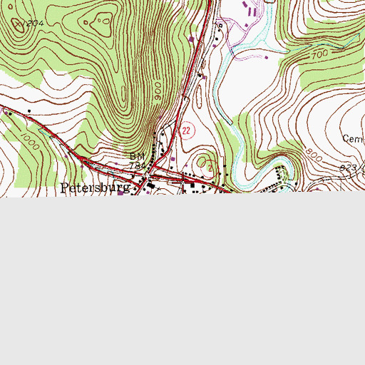 Topographic Map of Petersburg Rescue Ambulance Squad, NY