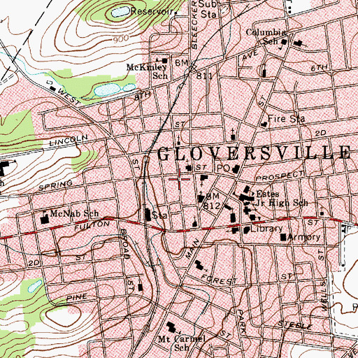 Topographic Map of Ambulance Service of Fulton County, NY