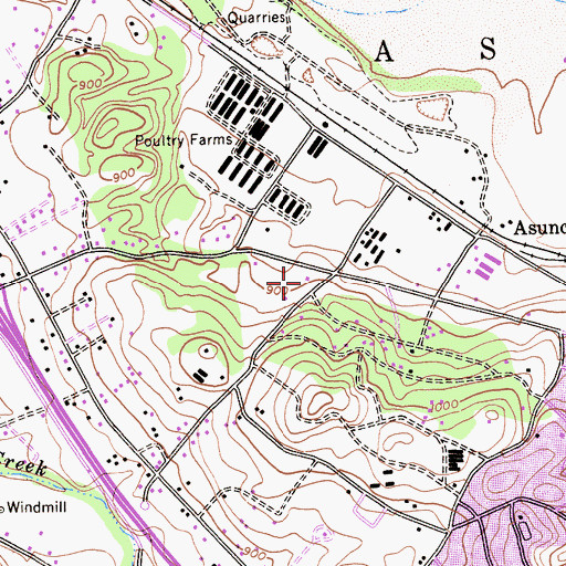 Topographic Map of West Mall Alternative High School, CA