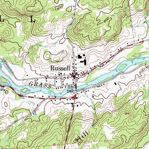Topographic Map of Russell Rescue Squad, NY