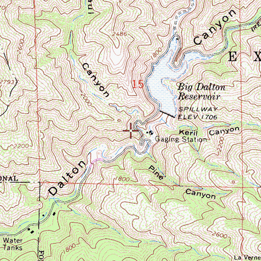 Topographic Map of Lewis Paul Canyon, CA