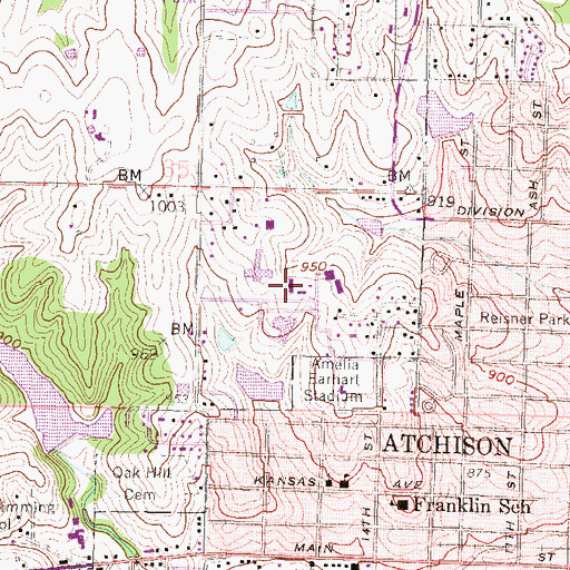 Topographic Map of Highland Community College Atchison Center, KS