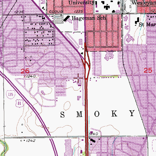 Topographic Map of Brown Mackie College - Salina, KS