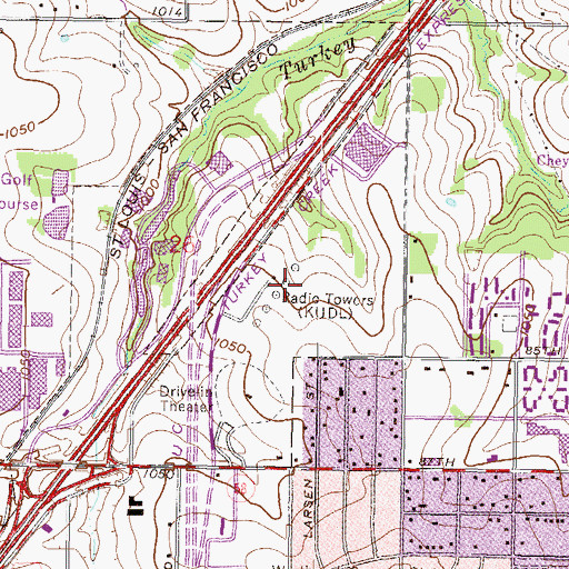 Topographic Map of University of Phoenix - Lenexa Learning Center, KS