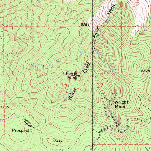 Topographic Map of Liberty Mine, CA
