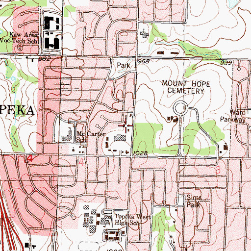 Topographic Map of Bryan College, KS