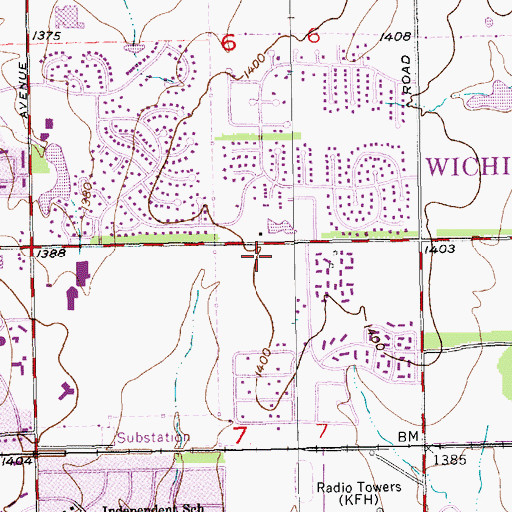 Topographic Map of National American University - Wichita, KS