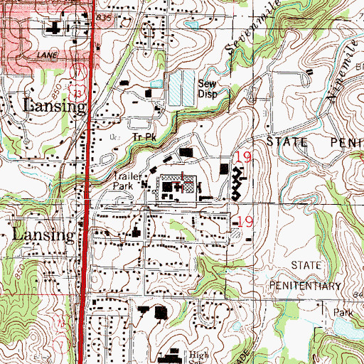 Topographic Map of Kansas Correctional Institution Vocational Technical Center, KS