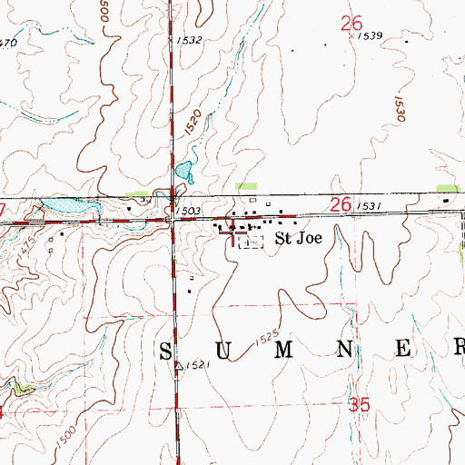 Topographic Map of Saint Joseph Catholic School, KS