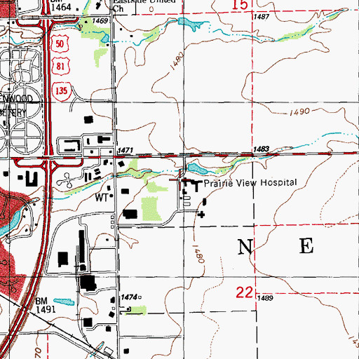 Topographic Map of Prairie View Special Purpose School, KS