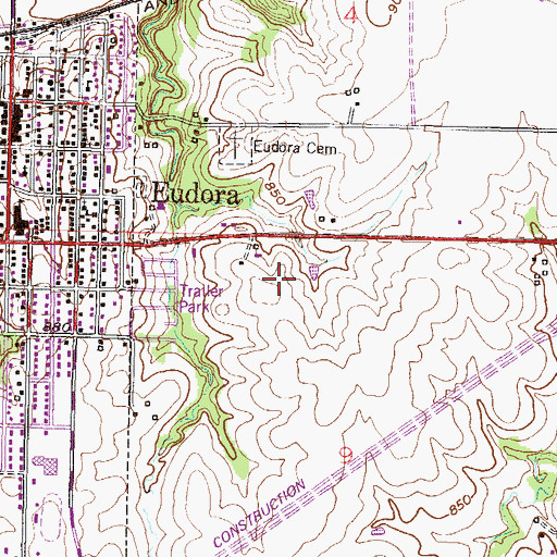 Topographic Map of Eudora Elementary School, KS