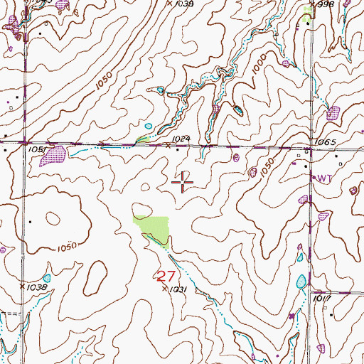 Topographic Map of Aubry Bend Middle School, KS