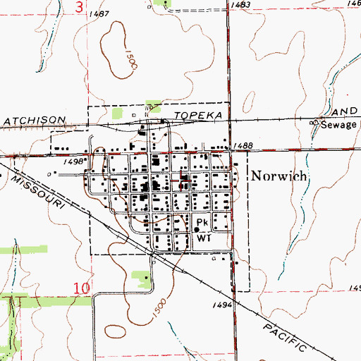 Topographic Map of Norwich Middle School, KS