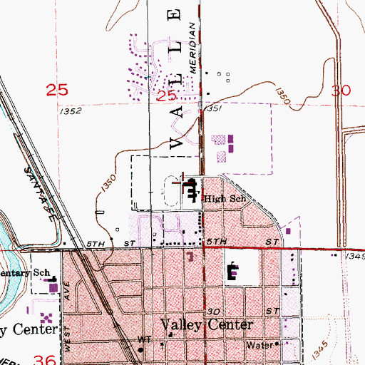 Topographic Map of Valley Center Intermediate School, KS