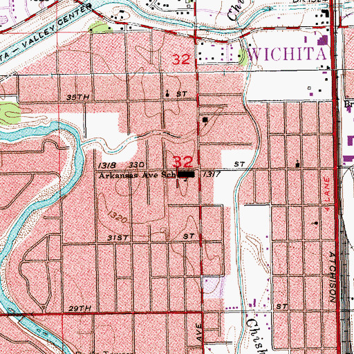 Topographic Map of Ortiz Elementary School, KS