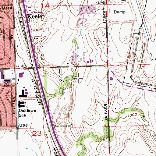 Topographic Map of Wichita Area Technical College Southside Campus, KS