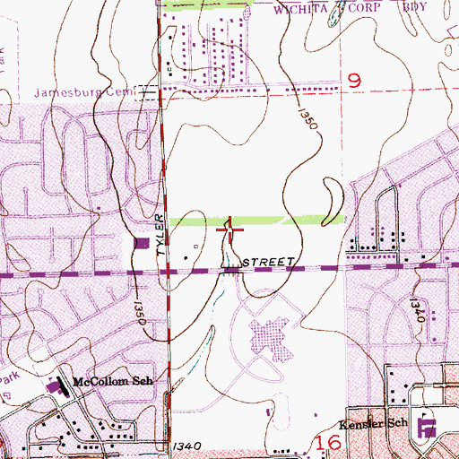 Topographic Map of National American University - Wichita West, KS