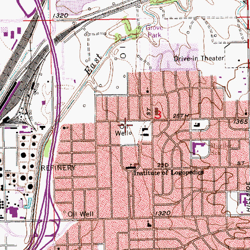 Topographic Map of Gordon Parks Academy, KS