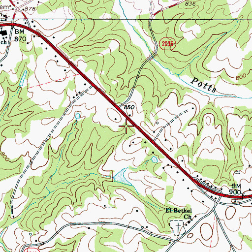 Topographic Map of Cleveland County Emergency Medical Services Station 7, NC