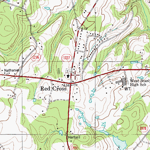 Topographic Map of Stanly County Emergency Medical Services Base 3, NC
