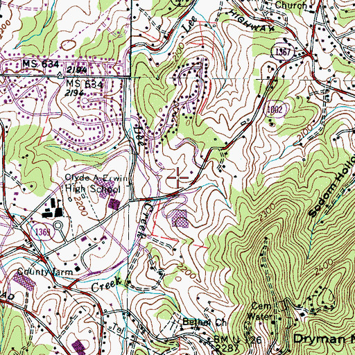 Topographic Map of Buncombe County Emergency Medical Services, NC