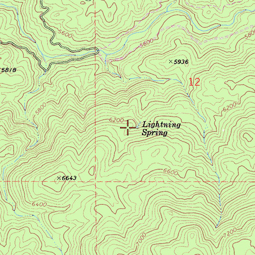 Topographic Map of Lightning Spring, CA