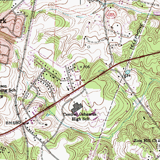 Topographic Map of Cabarrus County Emergency Medical Services Station 2, NC