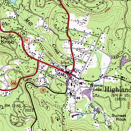 Topographic Map of Highlands Rescue Squad, NC