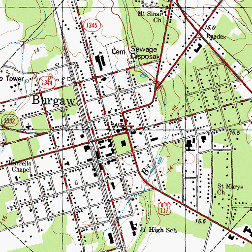 Topographic Map of Pender Volunteer Emergency Medical Services and Rescue Station 1, NC