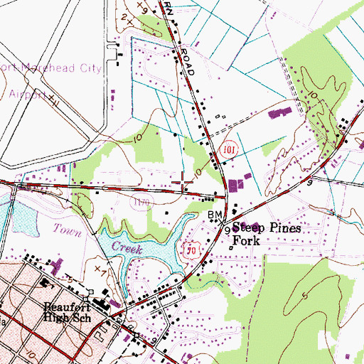 Topographic Map of Beaufort Emergency Medical Services, NC