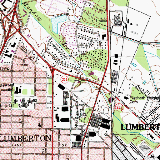 Topographic Map of Lumberton Rescue Unit & Emergency Medical Services, Inc., NC