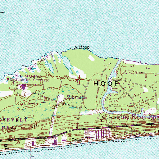 Topographic Map of Pine Knoll Shores Rescue Squad, NC