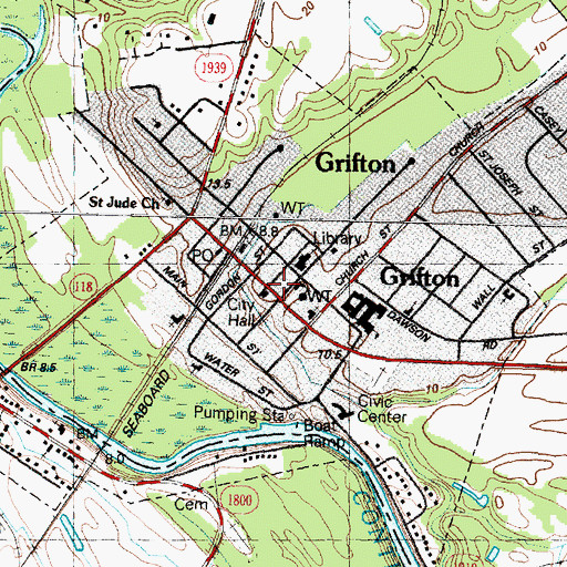 Topographic Map of Grifton Rescue Squad, NC