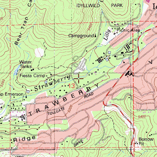 Topographic Map of Lilly Creek, CA