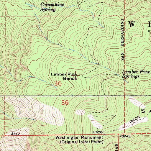Topographic Map of Limber Pine Bench, CA