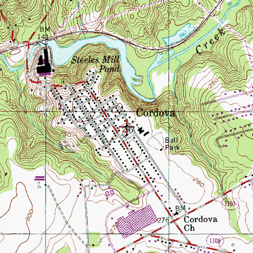 Topographic Map of Cordova Fire and Rescue, NC