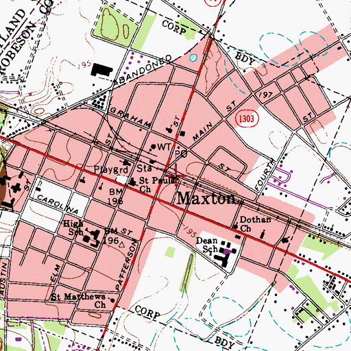 Topographic Map of Maxton Rescue Squad, NC