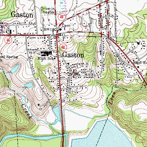 Topographic Map of Gaston Volunteer Rescue Squad, NC