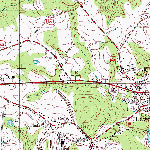 Topographic Map of Upper Cleveland Lifesaving and Rescue, NC