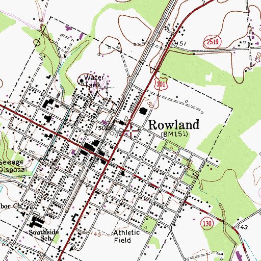 Topographic Map of Rowland Rescue Squad, NC