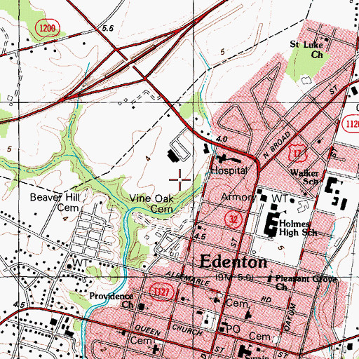 Topographic Map of Chowan County Emergency Medical Services Unit 1, NC