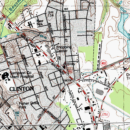 Topographic Map of Sampson County Emergency Medical Services, NC