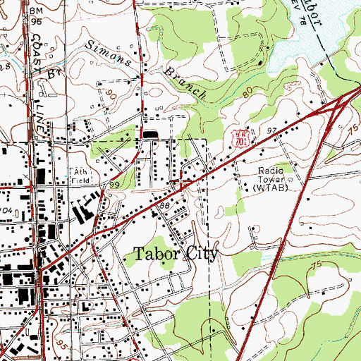 Topographic Map of Tabor City Emergency Services, NC