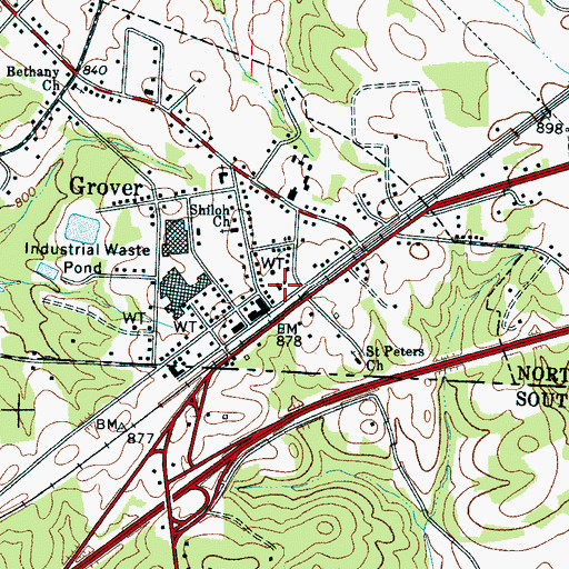 Topographic Map of Grover Rescue Squad, NC