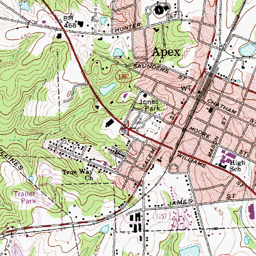 Topographic Map of Apex Emergency Medical Services, NC